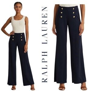 Lauren Ralph Lauren Blue Wide-Leg Pants High-Waisted